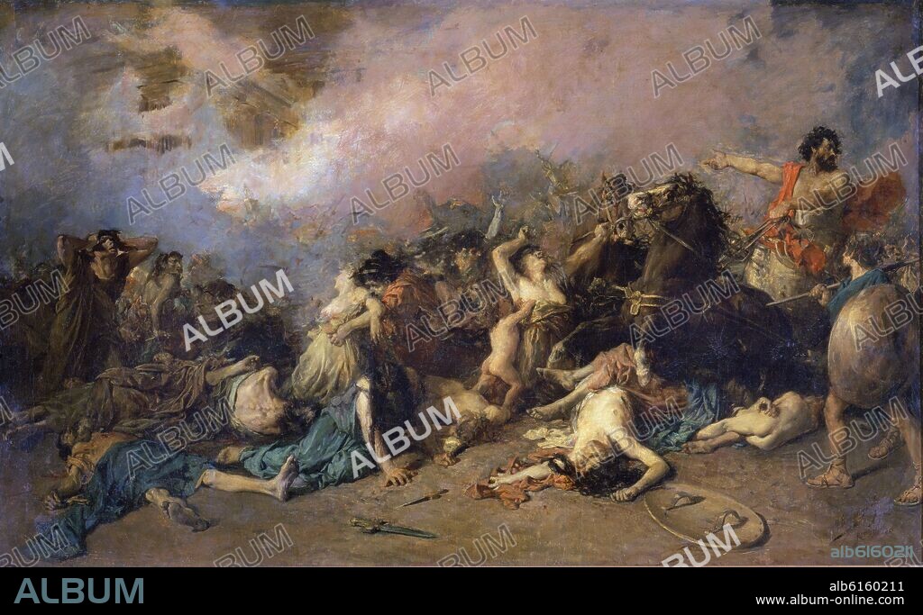 FRANCISCO DOMINGO MARQUES (1842-1920). ULTIMO DIA DE SAGUNTO - 1869 - O/L - 0,86 X 1,37 M - PINTURA ECLECTICISTA.