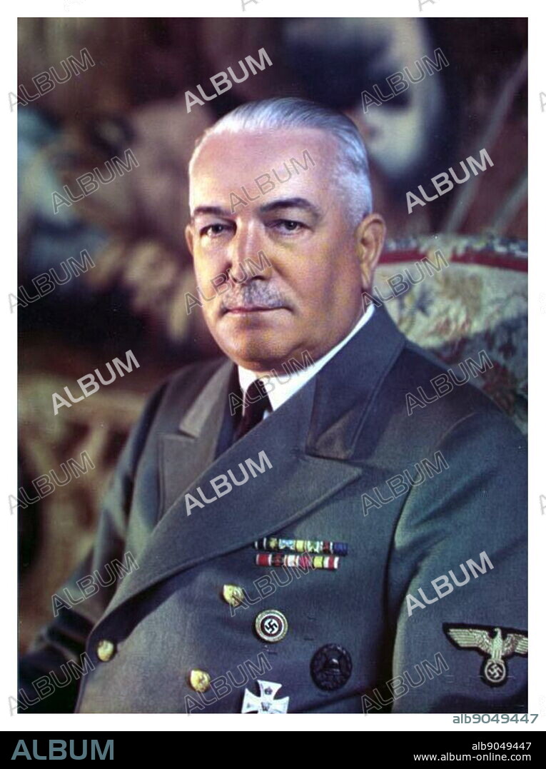 Photographic portrait of Konstantin von Neurath. Konstantin Hermann Karl Freiherr von Neurath (1873-1956) a German diplomat and Foreign minister of Nazi Germany.