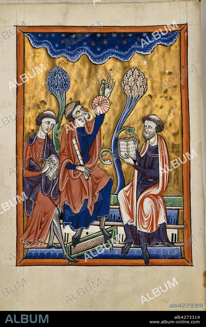 ANONYMOUS. Translation of an astronomy book in the presence of Abraham Ibn Ezra. From the Psalter of Blanche of Castile.