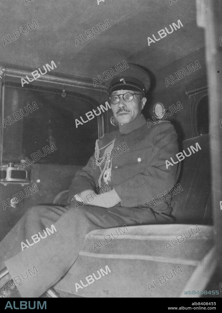 Chief of the Staff ... Lieutenant General Hideki Tojo, Chief of the staff of the Japanese troops in Manchuria, is seen as proceeding to the Imperial Palace today in order to report to the Throhe ... He returned here from Manchukuo recently. April 01, 1938. (Photo by The Domei News Photos Service).