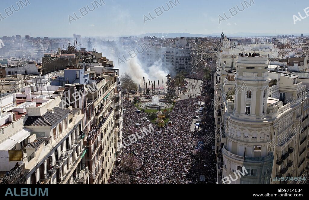 Valencia, 18/03/2013. Vista aérea de la mascletà.