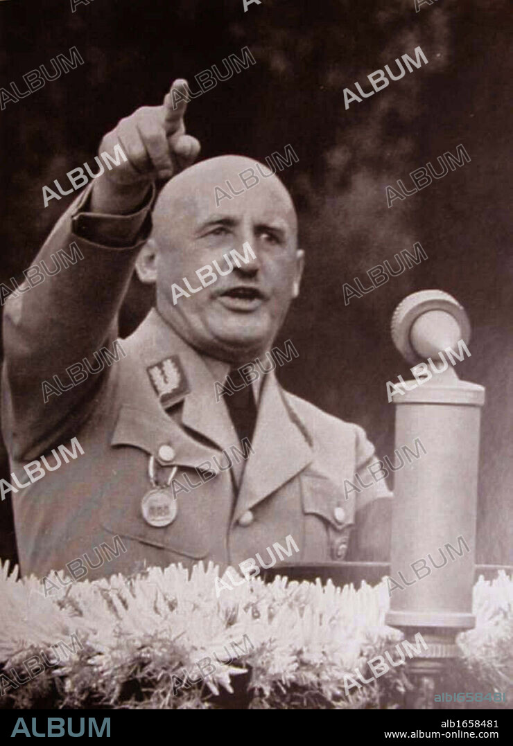 Julius Streicher (1885-1946)  prominent Nazi prior to World War II.  Founder and publisher of the 'Der Sturmer' newspaper, which became a central element of the Nazi propaganda.   At the Nuremberg War Crimes Trial, 1946, Streicher was convicted of crimes against humanity and sentenced to death.
