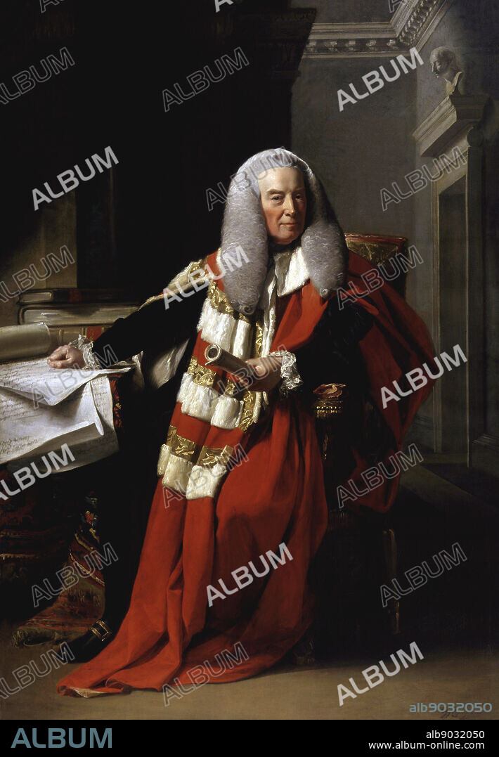 John Singleton Copley, William Murray, 1st Earl of Mansfield, SL, PC (2 March 1705 20 March 1793) was a British barrister, politician and judge noted for his reform of English law. portrait in his robes as Lord Chief Justice 1756 4 June 1788.