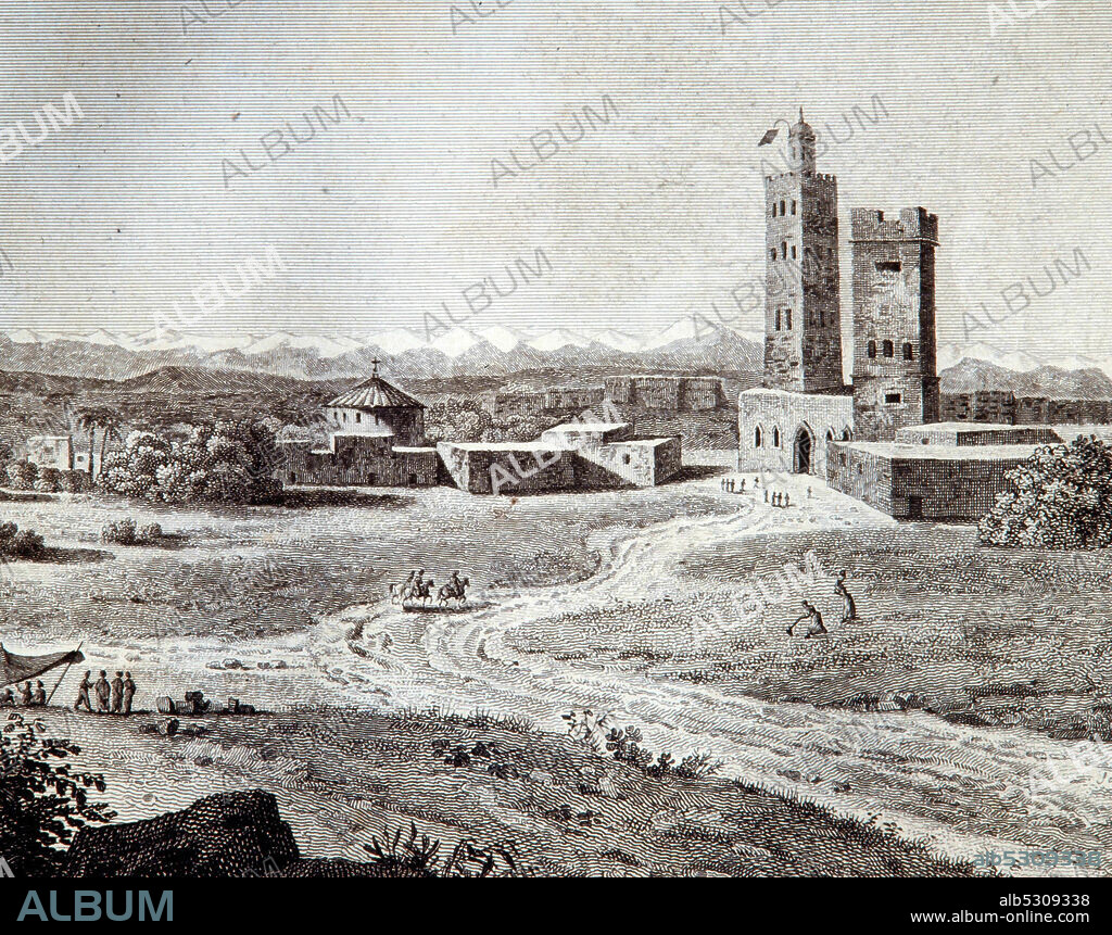 DOMINGO BADIA. Ali Bey el Abbassi / 'Vista de Marruecos y la cordillera de las montañas del Atlas', Voyages d'Ali Bey el Abbassi en Afrique et en Asie, 1814.