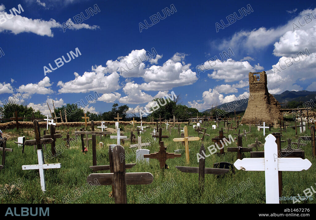 San Geronimo de Taos, Taos Pueblo, New Mexico, United States. Cemetery. UNESCO World Heritage Site.
