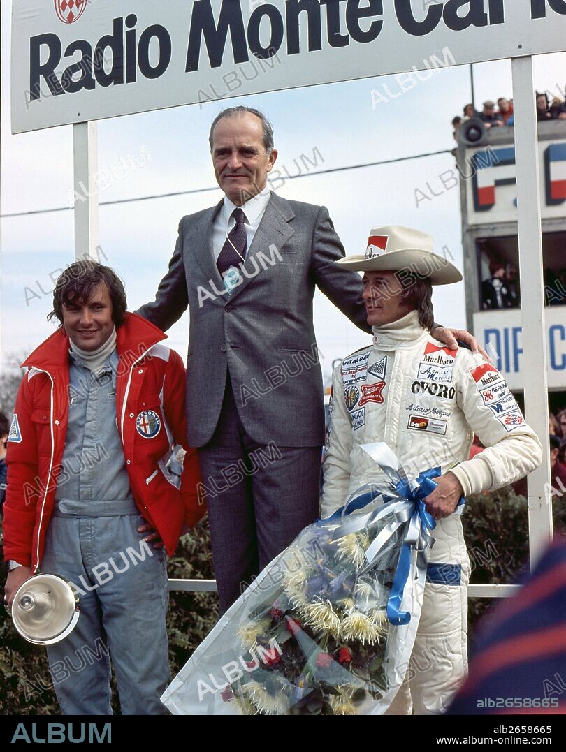 Jean-Pierre Jarier and Arturo Merzario winning in an Alfa Romeo T33 at the Dijon 500kms race, France 1977.