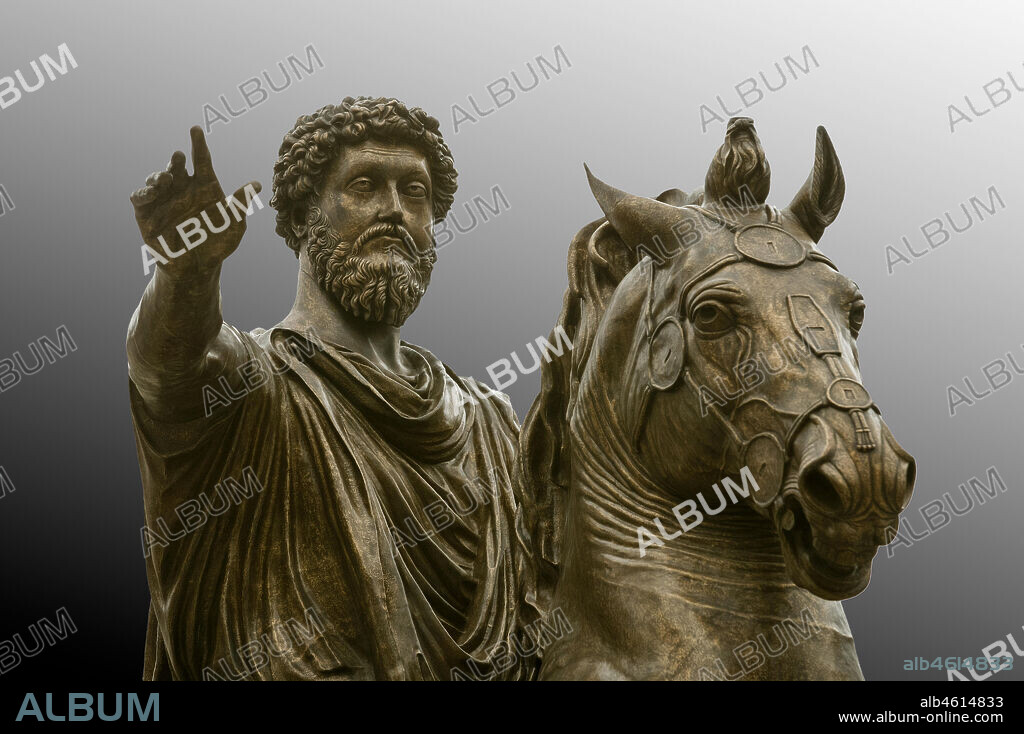 Rome, Capitoline Hill, Capitol square: Equestrian Statue of Marcus Aurelius. Copy from a bronze original of the 2nd Century BC. The original is inside the Museum. Detail.