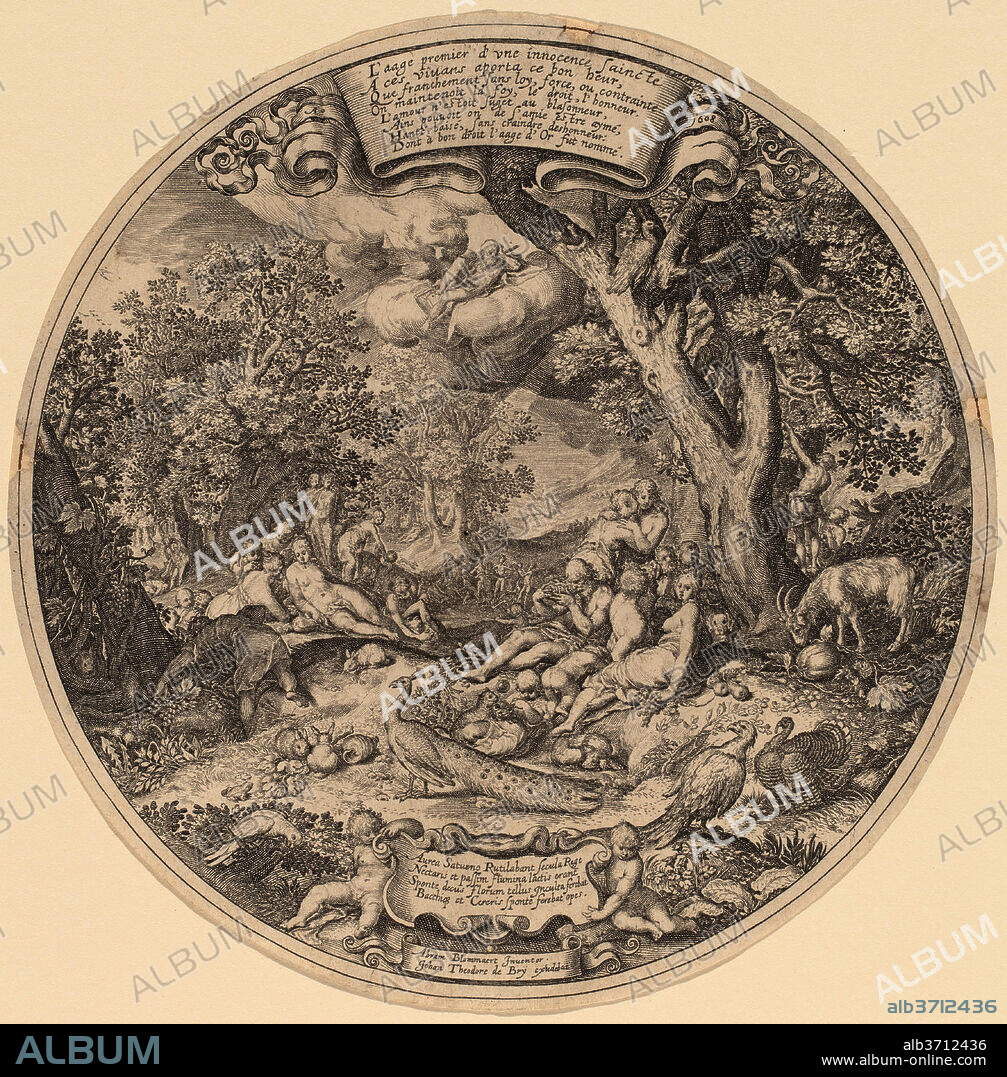 JAN THEODOR DE BRY AFTER ABRAHAM BLOEMAERT AFTER NICOLAES DE BRUYN. The Golden Age. Medium: engraving.