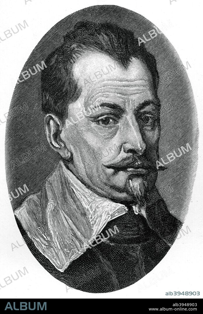 Albrecht von Wallenstein, Bohemian soldier and politician, (1903). Wallenstein (1583-1634) commanded the Catholic imperial armies during the Thirty Years War (1618-1648) until pressure from German princes persuaded the Habsburg emperor Ferdinand II to replace him with Count Tilly in 1630. He was assassinated after mounting a rebellion against the emperor in 1634. A print from The World's History, A Survey of Man's Record, by Dr HF Helmolt, Volume II, William Heinemann, London, 1903.