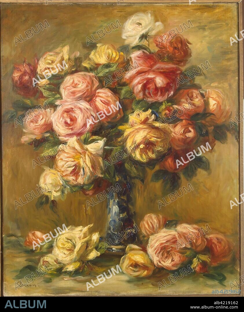 PIERRE AUGUSTE RENOIR. 'Roses in a Vase'. France, Circa 1910-1917. Dimensions: 61,5x50,7 cm.