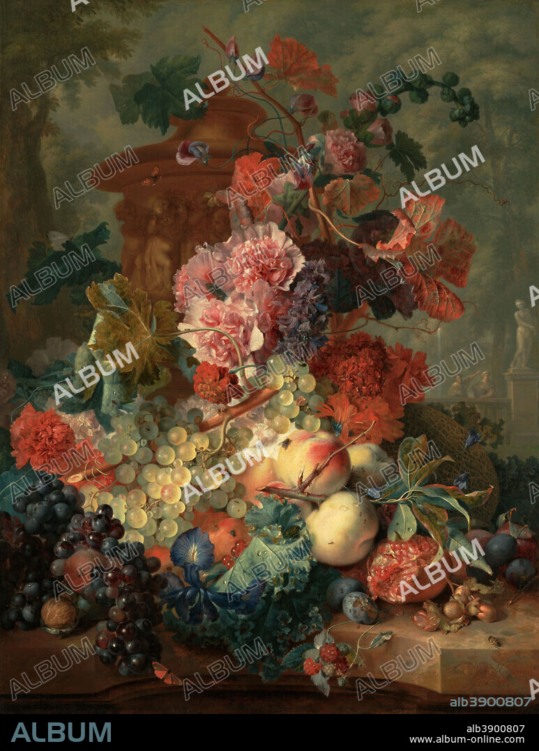 JAN VAN HUYSUM. Fruit Piece. Date/Period: 1722. Painting. Oil on panel. Height: 800 mm (31.49 in); Width: 610 mm (24.01 in).