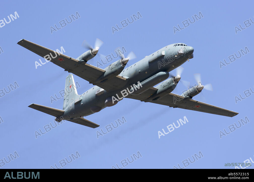 IL-20PP reconnaissance aircraft of the Russian Air Force taking off, Zhukovsky, Russia.