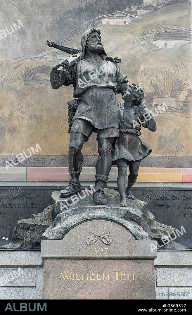 Wilhelm Tell monument, inaugurated in 1895, sculptor Richard Kissling, Altdorf, Uri, Switzerland
