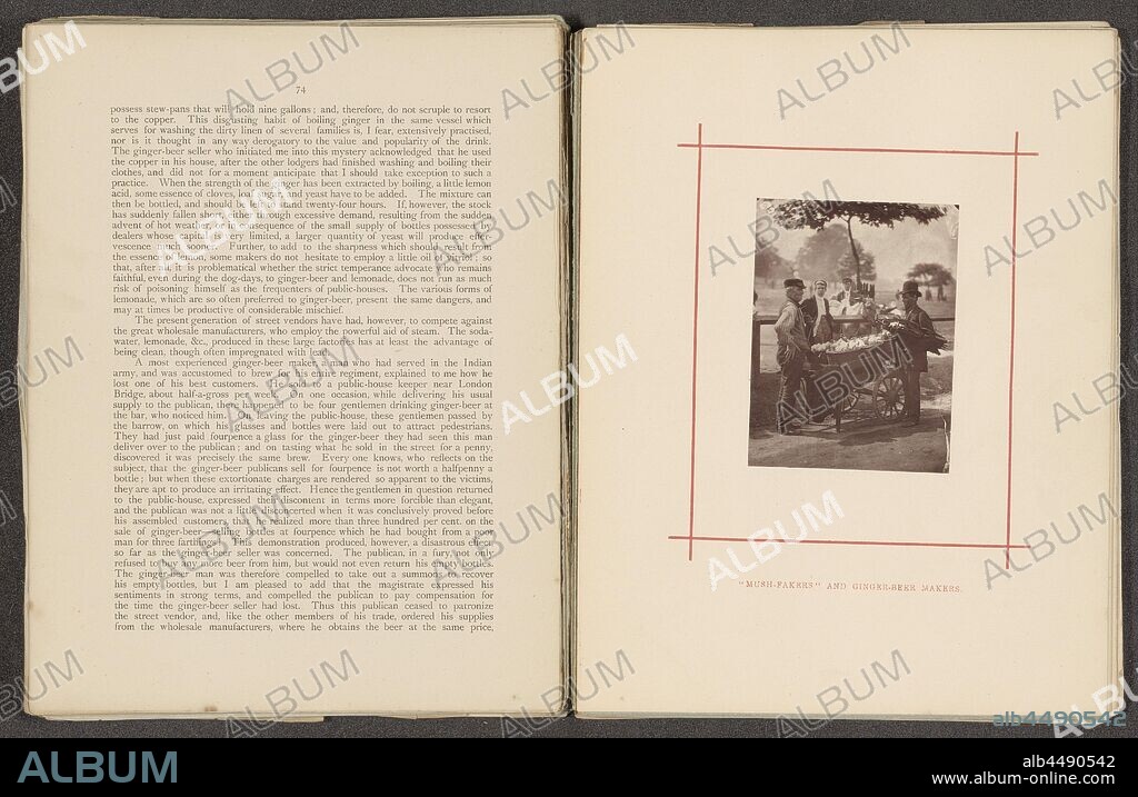 Mush-fakers' and ginger-beer makers, street-trader, beer, ale, umbrella, London, John Thomson, c. 1876 - in or before 1877, paper, h 109 mm × w 81 mm.