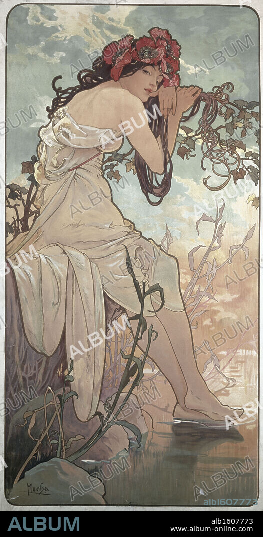ALPHONSE MUCHA. Four Seasons-Summer  c. 1896   Alphonse Marie Mucha (1860-1939/Czech)  Bibliotheque Forney.