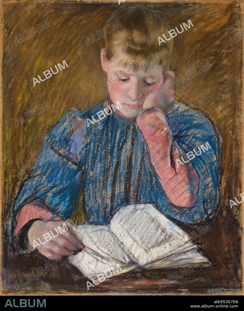 MARY STEVENSON CASSATT. Young Girl Reading (Jeune Fille Lisant). pastel on paper. Date: (c. 1894).