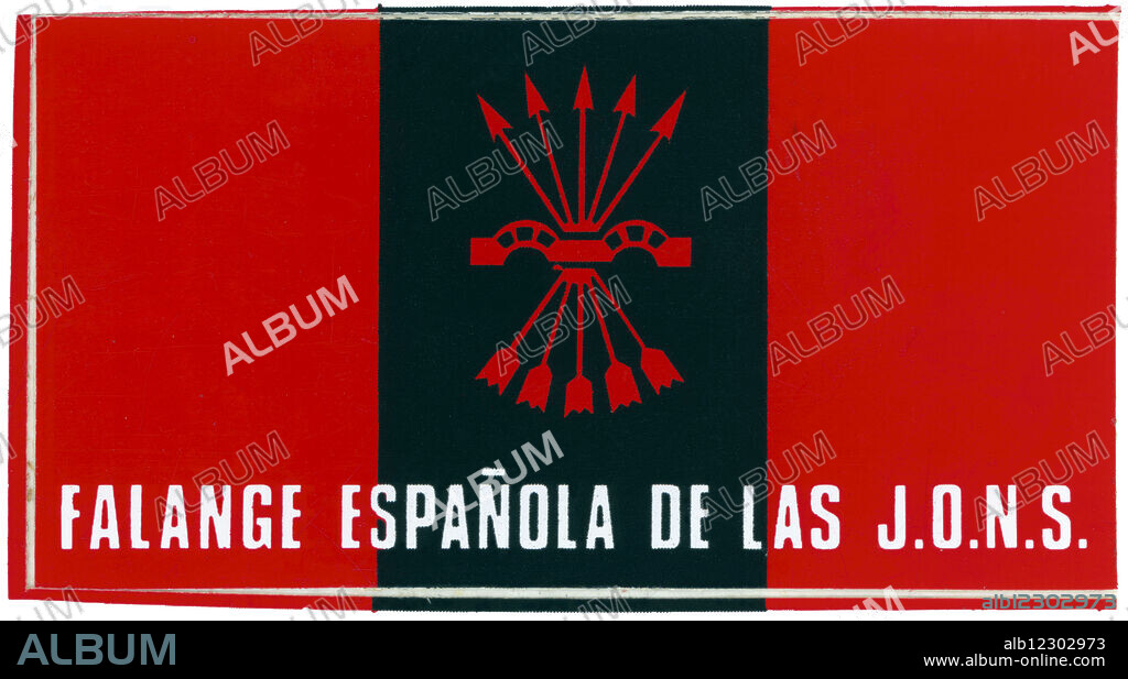 España. Siglo XX. Transición política. Elecciones generales constituyentes de 1977. Senado y Congreso de los Diputados. Adhesivo publicitario de Falange Española de las J.O.N.S.