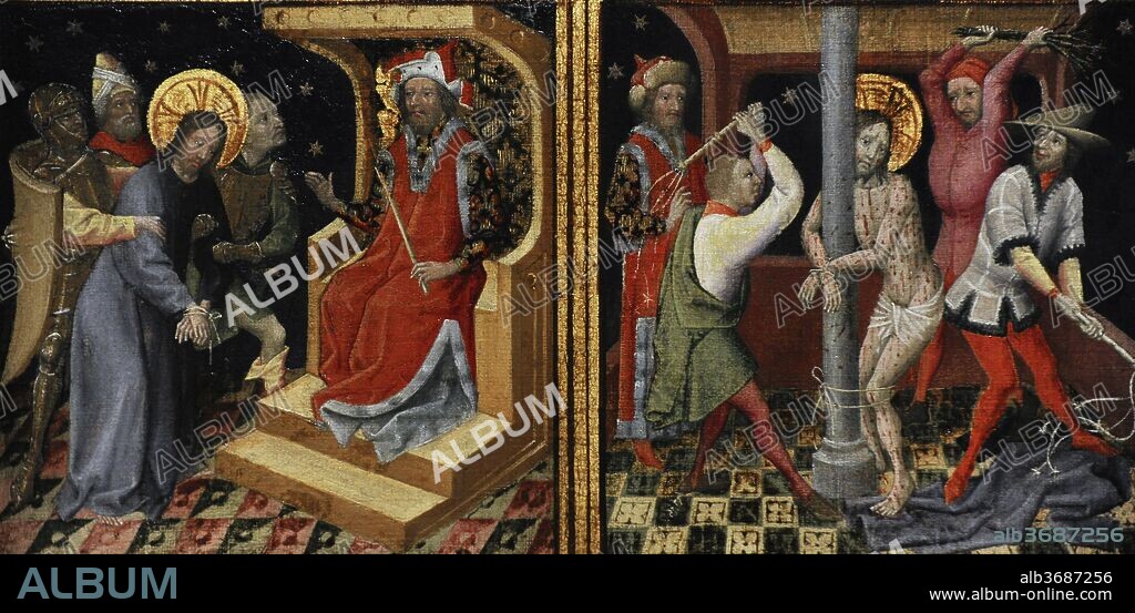 Estilo de Colonia. Pintura devocional con la representación de 12 escenas de la Vida de Jesús. Hacia 1450-1460. Detalle. Museo Wallraf-Richartz. Colonia. Alemania.