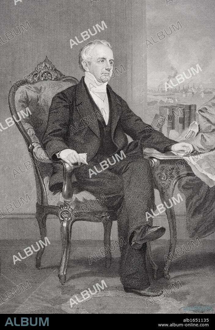 Abbott Lawrence 1792-1855. American merchant and philanthropist. Entrepreneur of the New England textile industry. From painting by Alonzo Chappel.