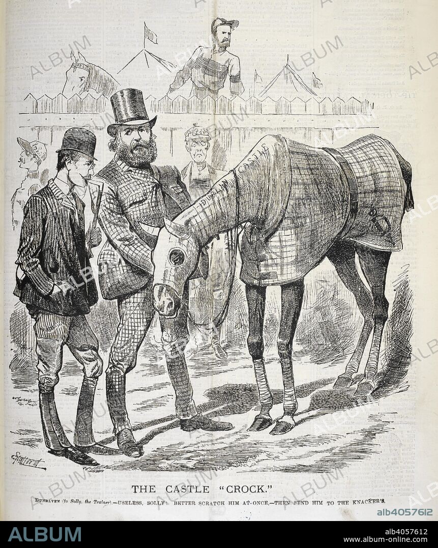The castle "crock". A political cartoon showing a horse with the name 'Dublin castle'. Funny folks. : A weekly budget of funny pictures, notes, jokes and stories. London, 1889. Source: Funny folks. 1 June 1889 page 168.