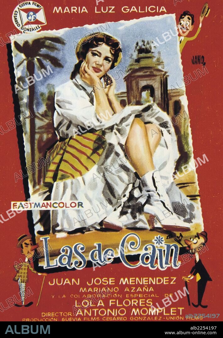 PELICULA : LAS DE CAIN , 1959. BASADA EN LA OBRA TEATRAL HOMONIMA DE SERAFIN Y JOAQUIN ALVAREZ QUINTERO. DIRECTOR : ANTONIO MOMPLET. ACTORES : MARIA LUZ GALICIA , JUAN JOSE MENENDEZ.