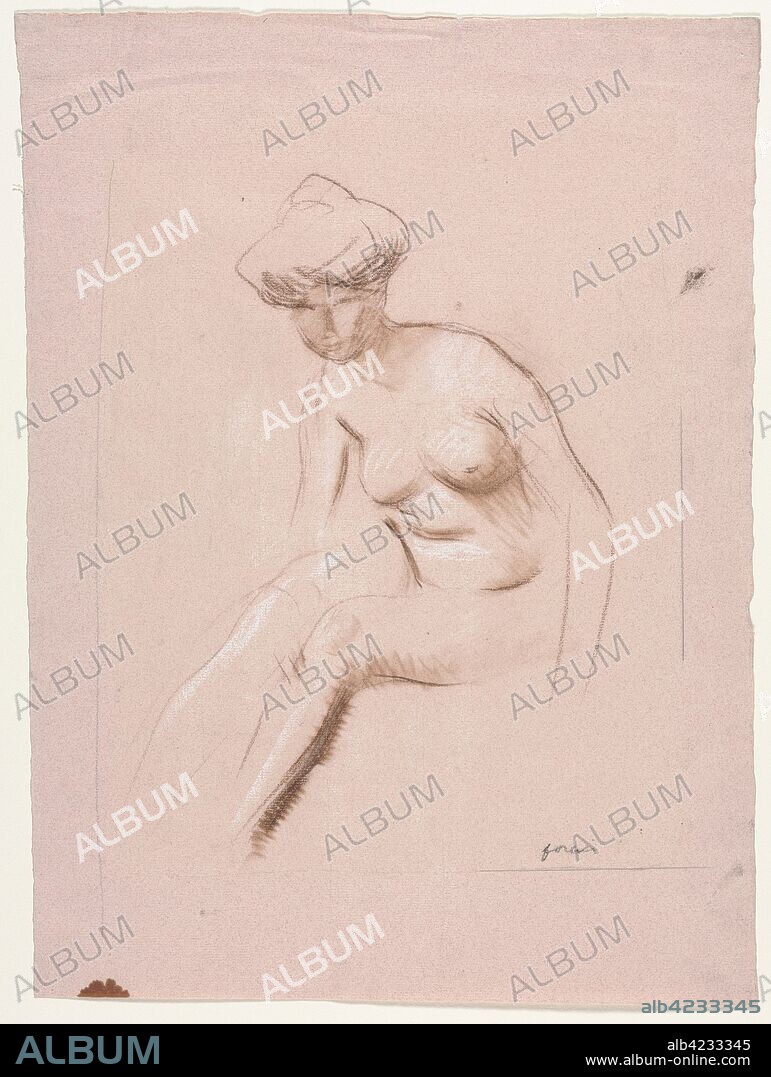Seated Nude, fourth quarter 1800s or first third 1900s. Jean Louis Forain (French, 1852-1931). Brown, white, and black chalk; sheet: 41.9 x 31.9 cm (16 1/2 x 12 9/16 in.).