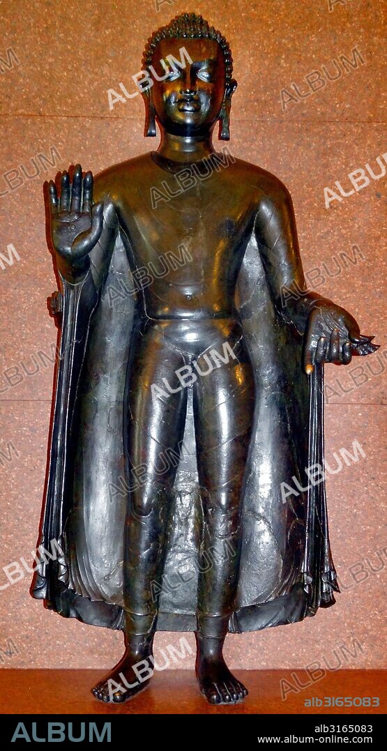 Copper statue of The Sultanganj Buddha from the Gupta Period. From Bihar, north India. Dated 650 AD.