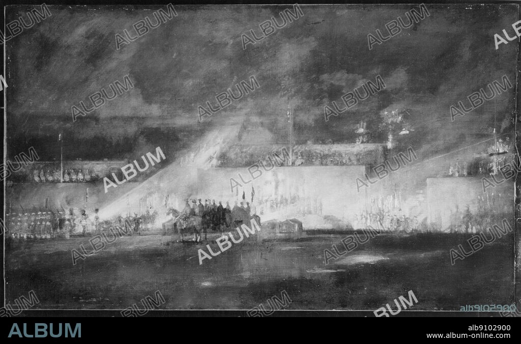 The Searchlight Tattoo at Wembley, 1925. Art by A. McEvoy.