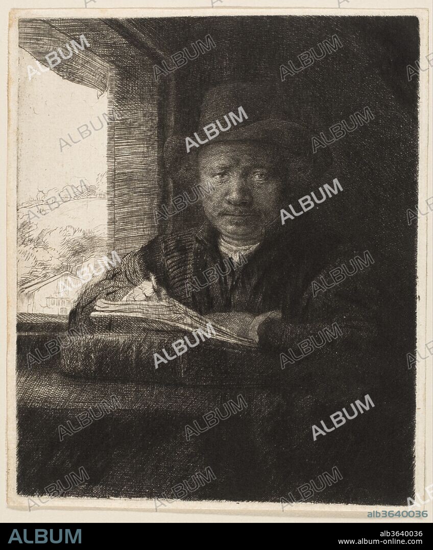 Self-Portrait Etching at a Window. Artist: Rembrandt (Rembrandt van Rijn) (Dutch, Leiden 1606-1669 Amsterdam). Dimensions: Plate: 6 1/8 x 5 1/16 in. (15.5 x 12.9 cm)
Sheet: 6 7/16 in. (16.3 cm). Date: 1648.