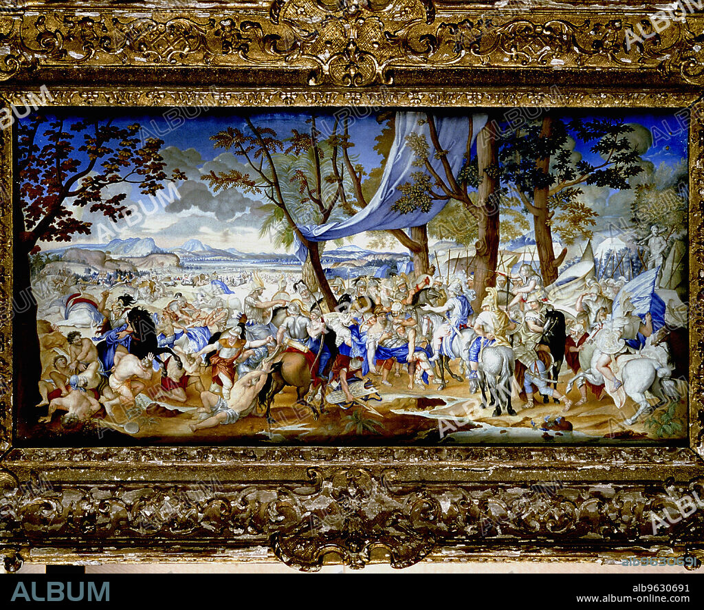 CHARLES LE BRUN. The Battle of Arbela, 331 BC, (17th century). Alexander the Great (356-323 BC) defeats the Persians under Darius III (died 331 BC) at Arbela (or Arbelles), now Irbil in modern-day Iraq.