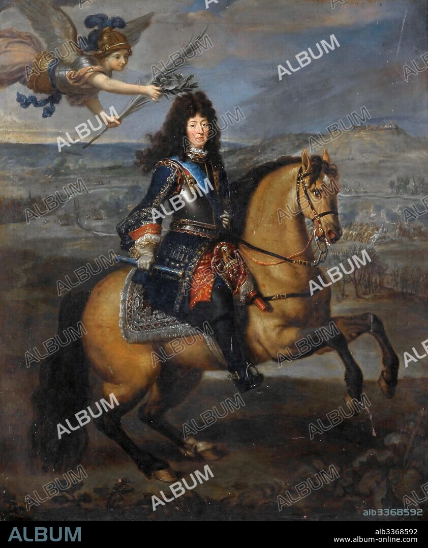 PIERRE MIGNARD. Equestrian portrait of Louis XIV at the Siege of Namur.