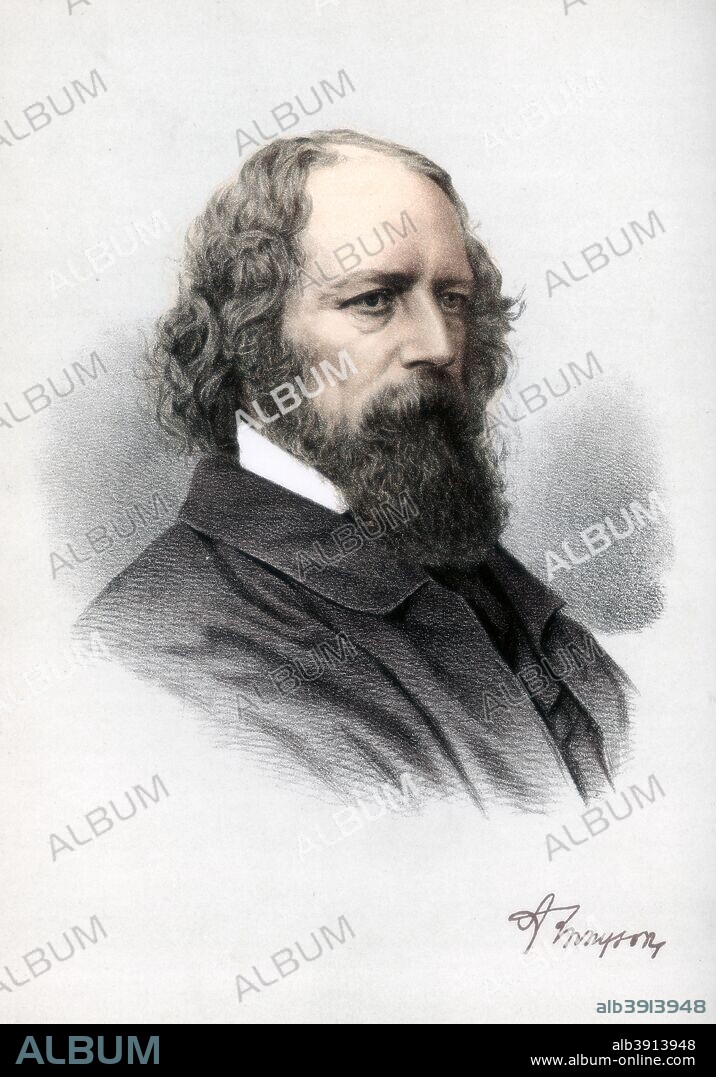 Alfred Tennyson, 1st Baron Tennyson, English poet, c1890. Alfred, Lord Tennyson (1809-1892) was Poet Laureate from 1850 until his death. A lithograph from The Modern Portrait Gallery, Cassell, Petter and Galpin, London, Paris and New York, c1890.
