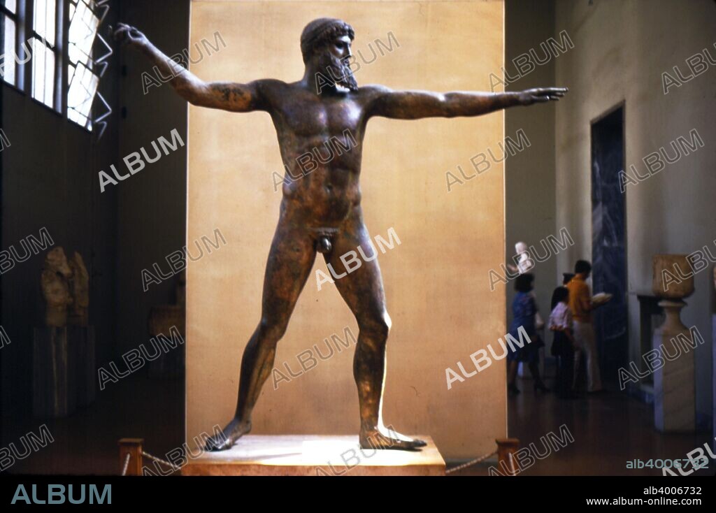 Greek Bronze Statue of Poseidon found in sea near Cape Artemisian, c5th century BC. The Artemision Bronze (often called the God from the Sea) is an ancient Greek sculpture that was recovered from the sea off Cape Artemision, in northern Euboea. Held at National Museum Athens.