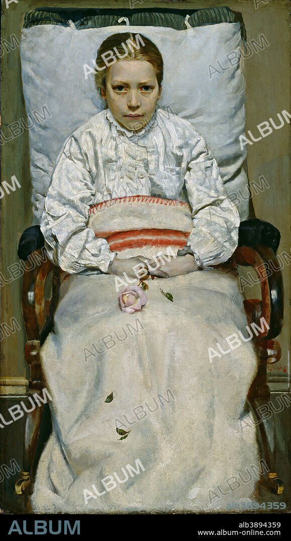 CHRISTIAN KROHG. Sick Girl. Date/Period: 1880/1881. Painting. Olje på treplate. Width: 58 cm. Height: 102 cm.