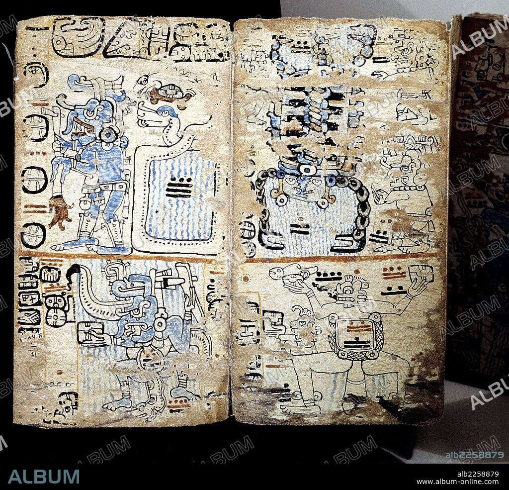 CODICES. CODICE TRO - CORTESIANO ( DETALLE ). MANUSCRITO DE LA CULTURA MAYA. MUSEO DE AMERICA.MADRID.
