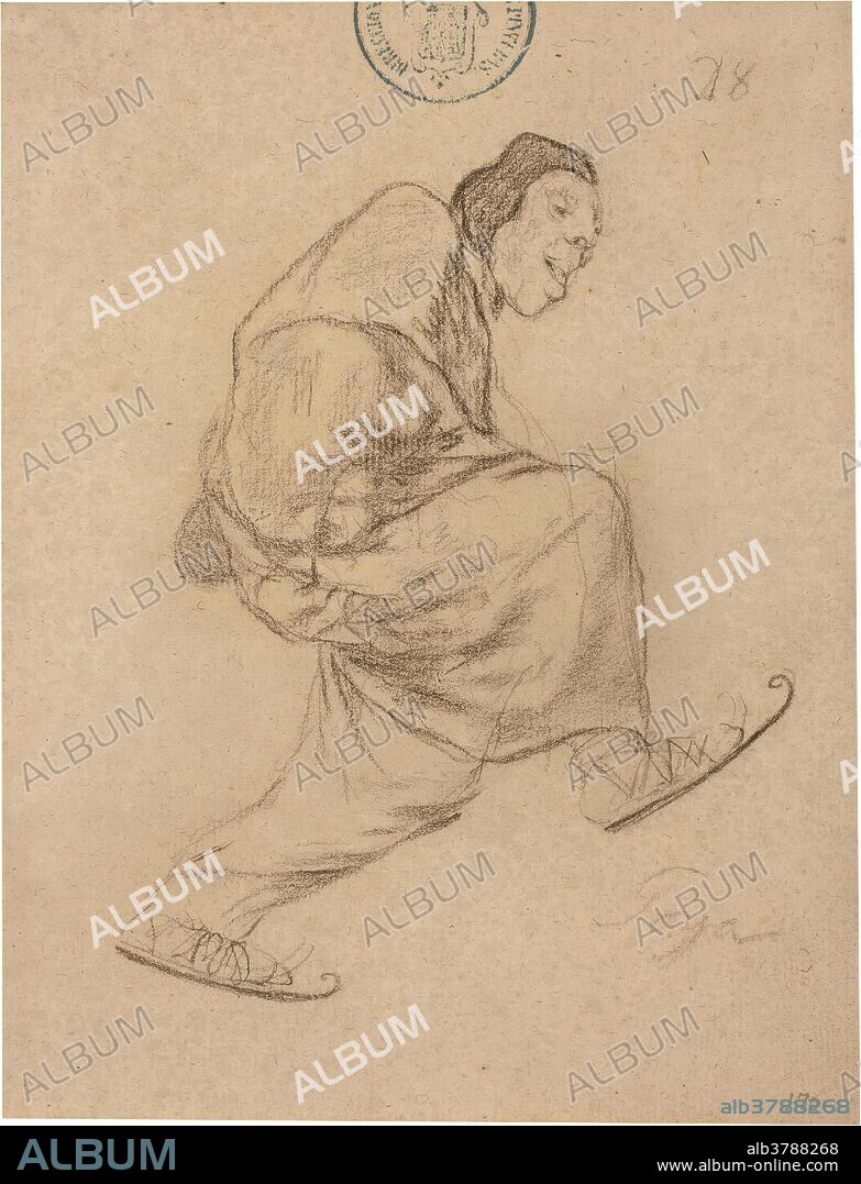 Francisco de Goya y Lucientes / 'El lego de los patines. Álbum H, 28'. 1824 - 1828. Lápiz sobre papel verjurado, agrisado, 192 x 147 mm.