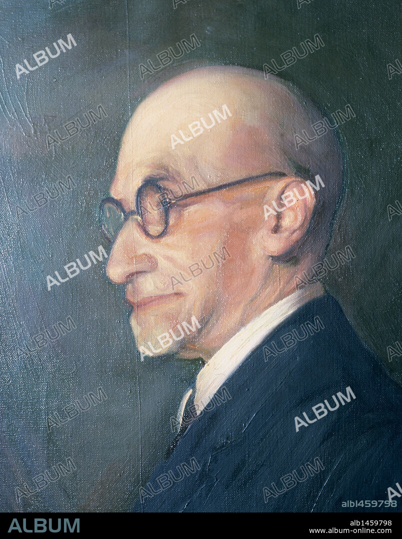 BENAVENTE, Jacinto (Madrid, 1866-1954). Comediógrafo español. Figura central del teatro español. En 1922 le fue concedido el premio Nobel de Literatura. Autor, entre otras obras de "Los intereses creados" (1907) y "La ciudad alegre y confiada" (1916). Colección particular. Madrid. España.