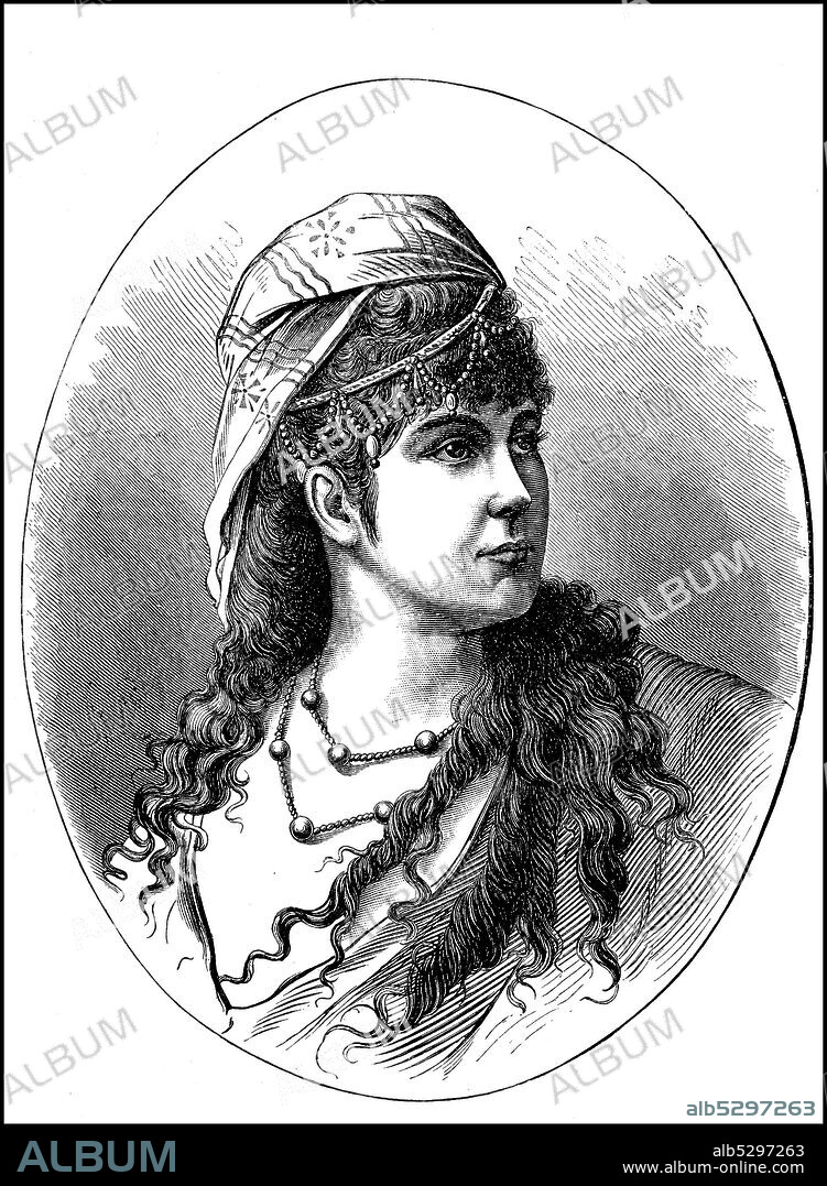 Circassian, woman out of the room Caucasus, Circassians or Circassians also are a Caucasian people who call themselves Adyge, women in the 19th century  /  Tscherkessin, Frau aus dem Raum Kaukasien, Tscherkessen oder auch Zirkassier sind ein kaukasisches Volk, die sich selbst Adyge nennen, Frauen im 19. Jahrhundert, Historisch, historical, digital improved reproduction of an original from the 19th century / digitale Reproduktion einer Originalvorlage aus dem 19. Jahrhundert.