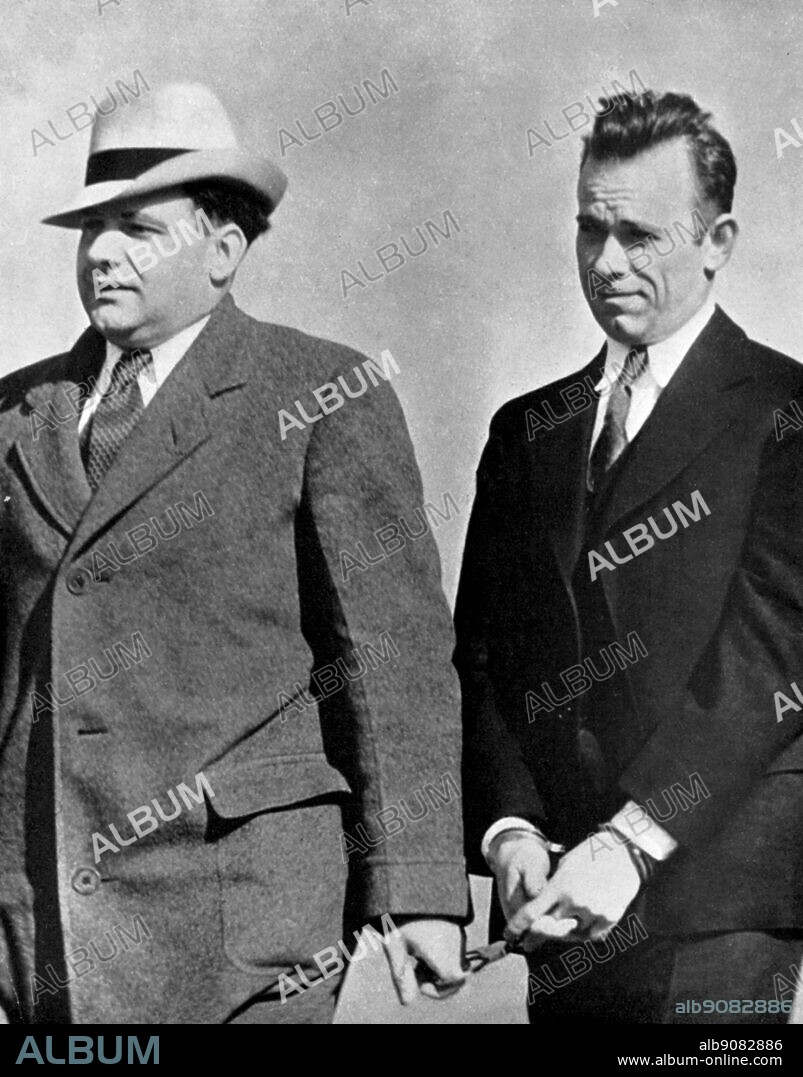 John Herbert Dillinger (right) American gangster arrested on 30 January 1934.
