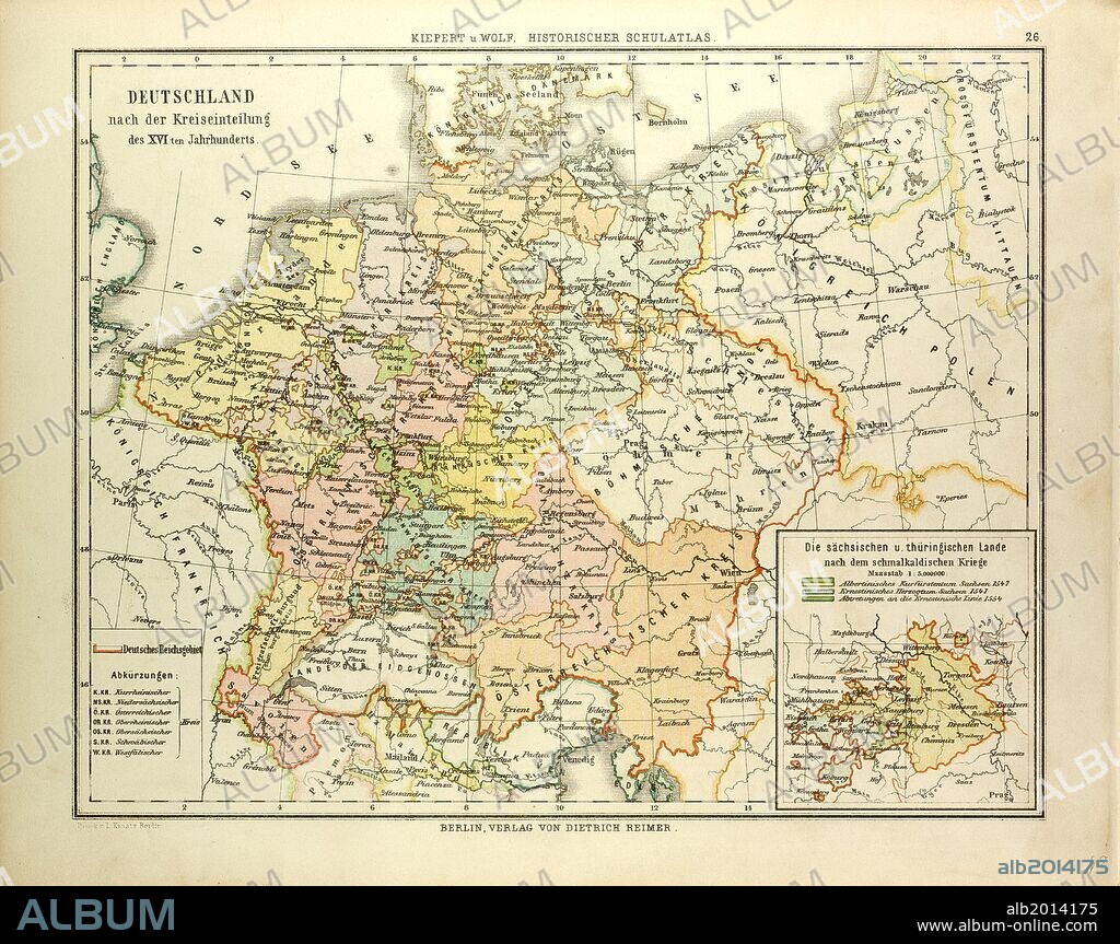 MAP OF GERMANY IN THE 16TH CENTURY.