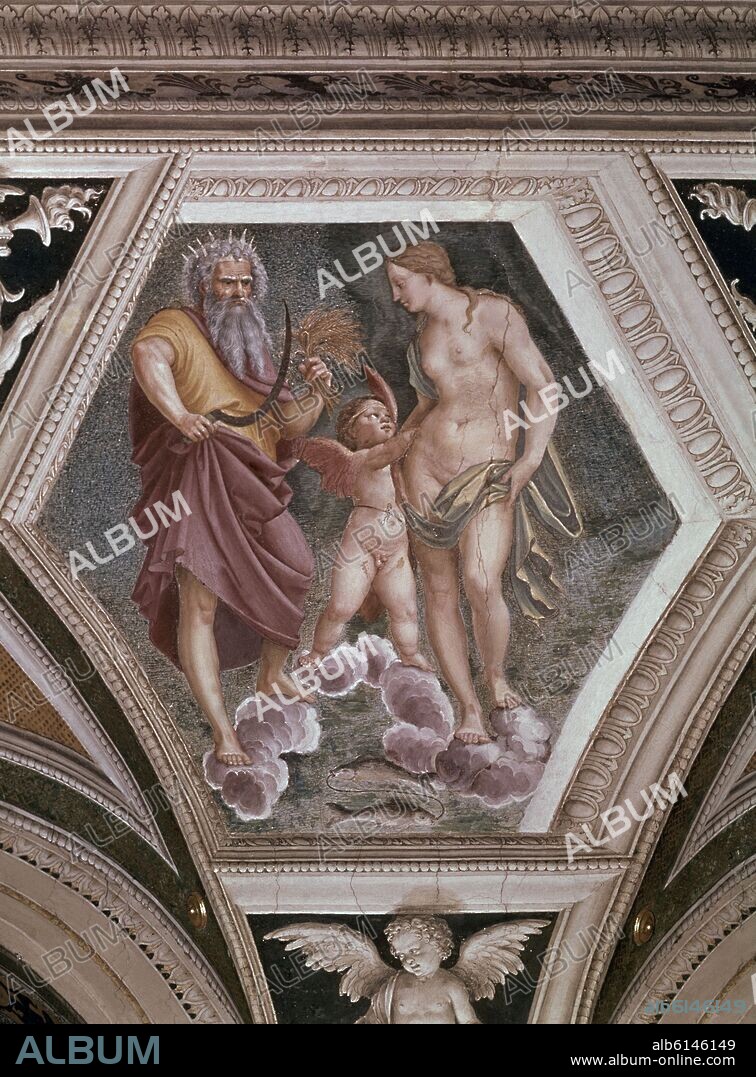 BALDASSARRE PERUZZI (1481-1536). TIFON VENUS Y EL AMOR - DETALLE DE LA BOVEDA DE LA SALA GALATEA - SIGLO XVI - RENACIMIENTO ITALIANO.