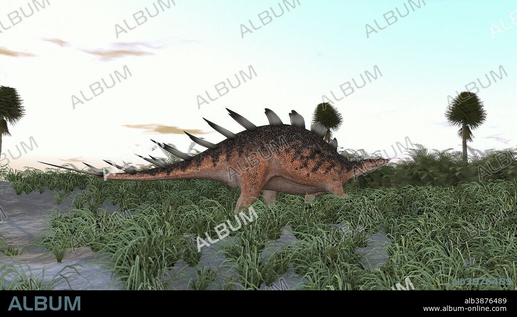 Kentrosaurus in a prehistoric landscape.