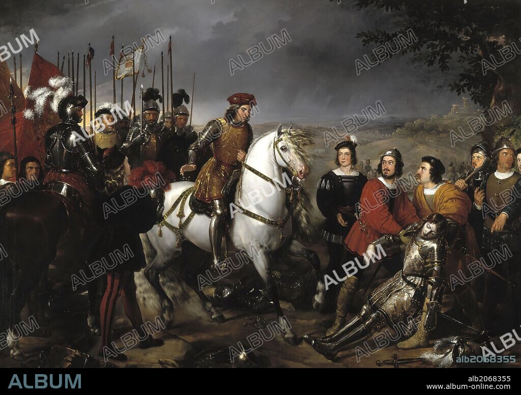 Federico de Madrazo y Kuntz / 'El Gran Capitán recorriendo el campo de la Batalla de Ceriñola', 1835, Escuela Española, Óleo sobre Lienzo, 159 cm x 212 cm, P07806.