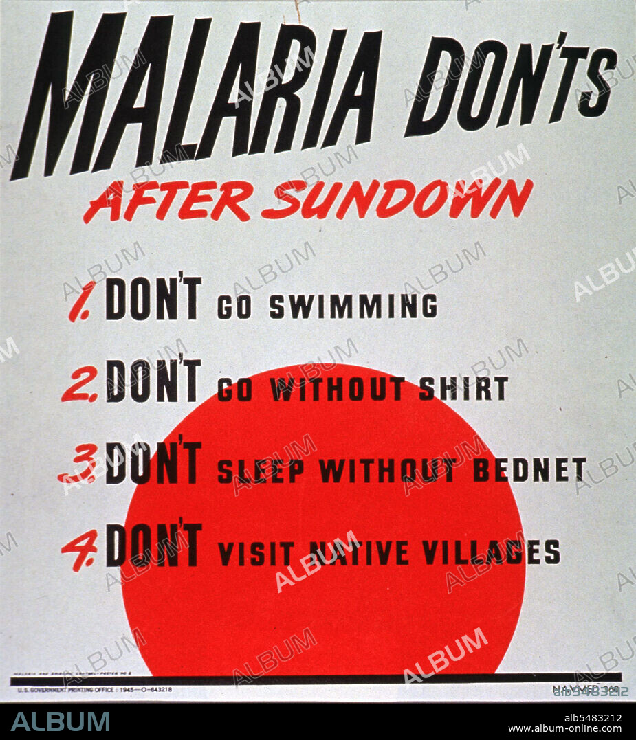 Malaria don'ts after sundown circa 1945.