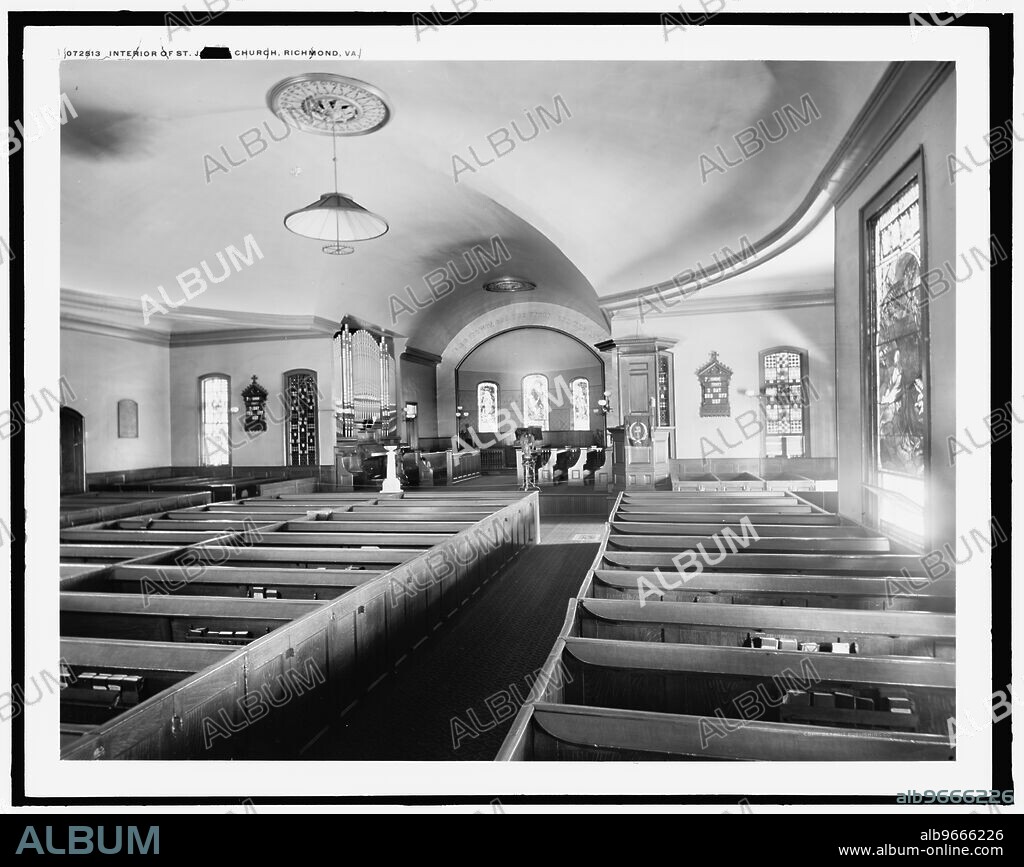Interior of St. John's Church, Richmond, Va., c.between 1910 and 1920. St. John's Episcopal Church is the oldest church in the city of Richmond, Virginia. It was built in 1741 by William Randolph's son, Colonel Richard Randolph. American Founding Father Patrick Henry gave his famous speech in the church, closing with the often-quoted demand, "Give me liberty, or give me death!".