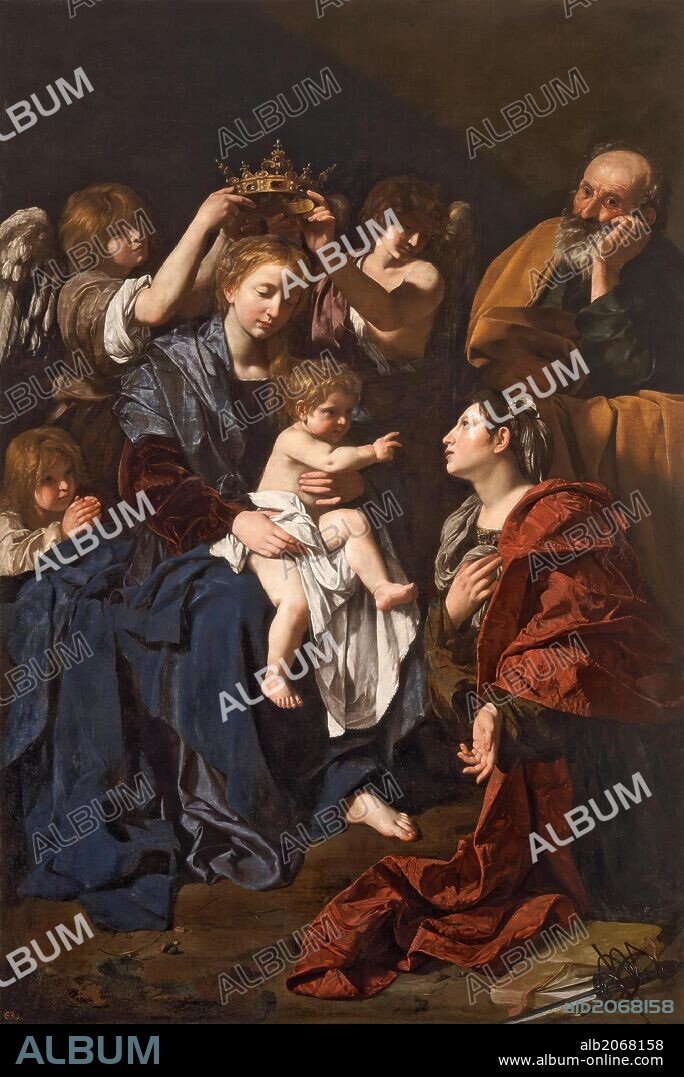 Bartolomeo Cavarozzi / 'The Holy Family with Santa Catalina', 1617-1619, Italian School, Oil on canvas, 256 cm x 170 cm, P00146.