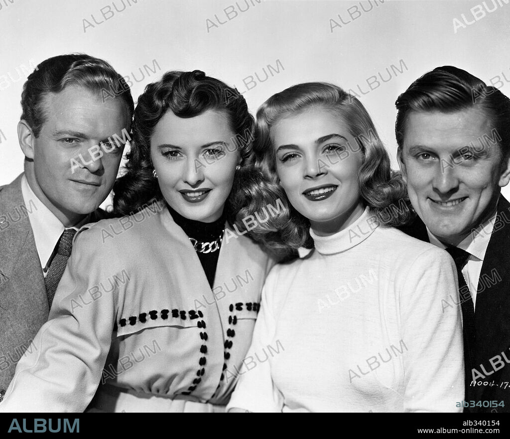 BARBARA STANWYCK, KIRK DOUGLAS, LIZABETH SCOTT and VAN HEFLIN in THE STRANGE LOVE OF MARTHA IVERS, 1946, directed by LEWIS MILESTONE. Copyright PARAMOUNT PICTURES.