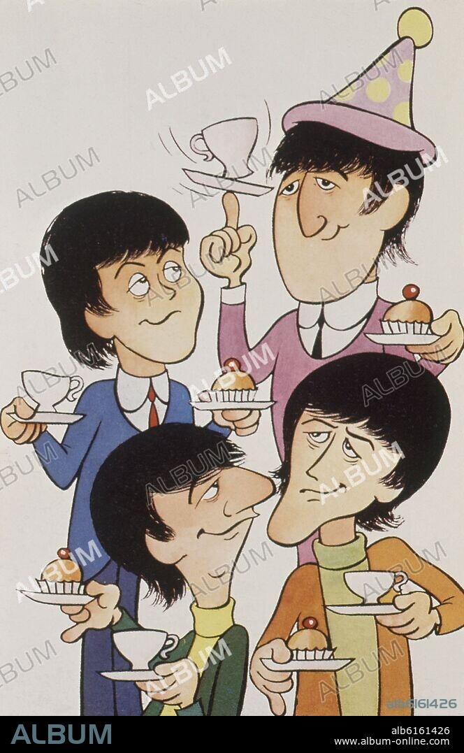 DIBUJO-CARICATURA-LOS BEATLES.