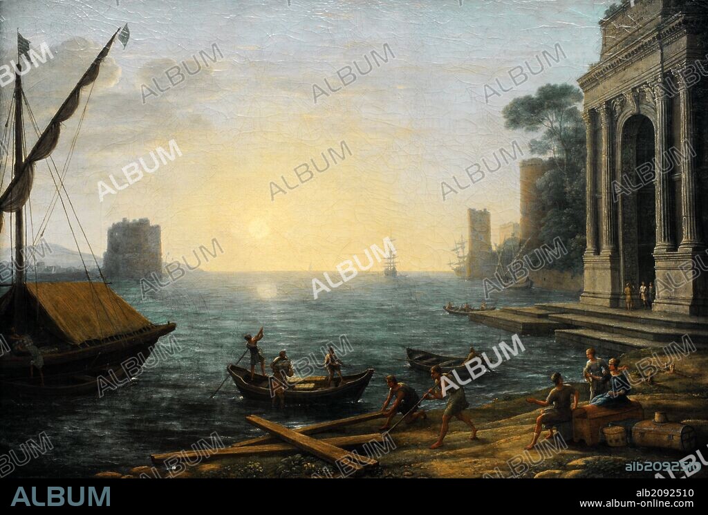 Claude Lorrain (1600-1682). French painter. Seaport at sunrise, 1674. Alte Pinakothek. Munich. Germany.