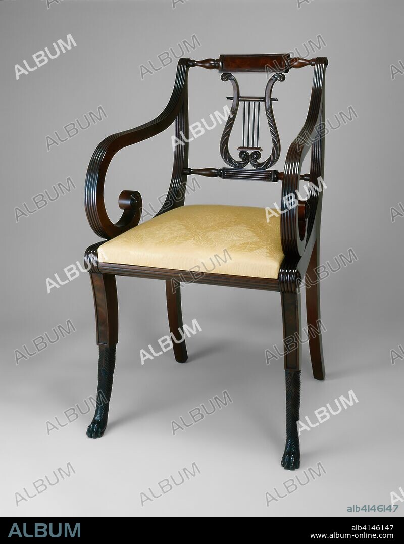 DUNCAN PHYFE. Armchair. American; New York. Date: 1810-1820. Dimensions: 83.8 × 49.5 × 53.3 cm (33 × 19 1/2 × 21 in.). Mahogany. Origin: New York.